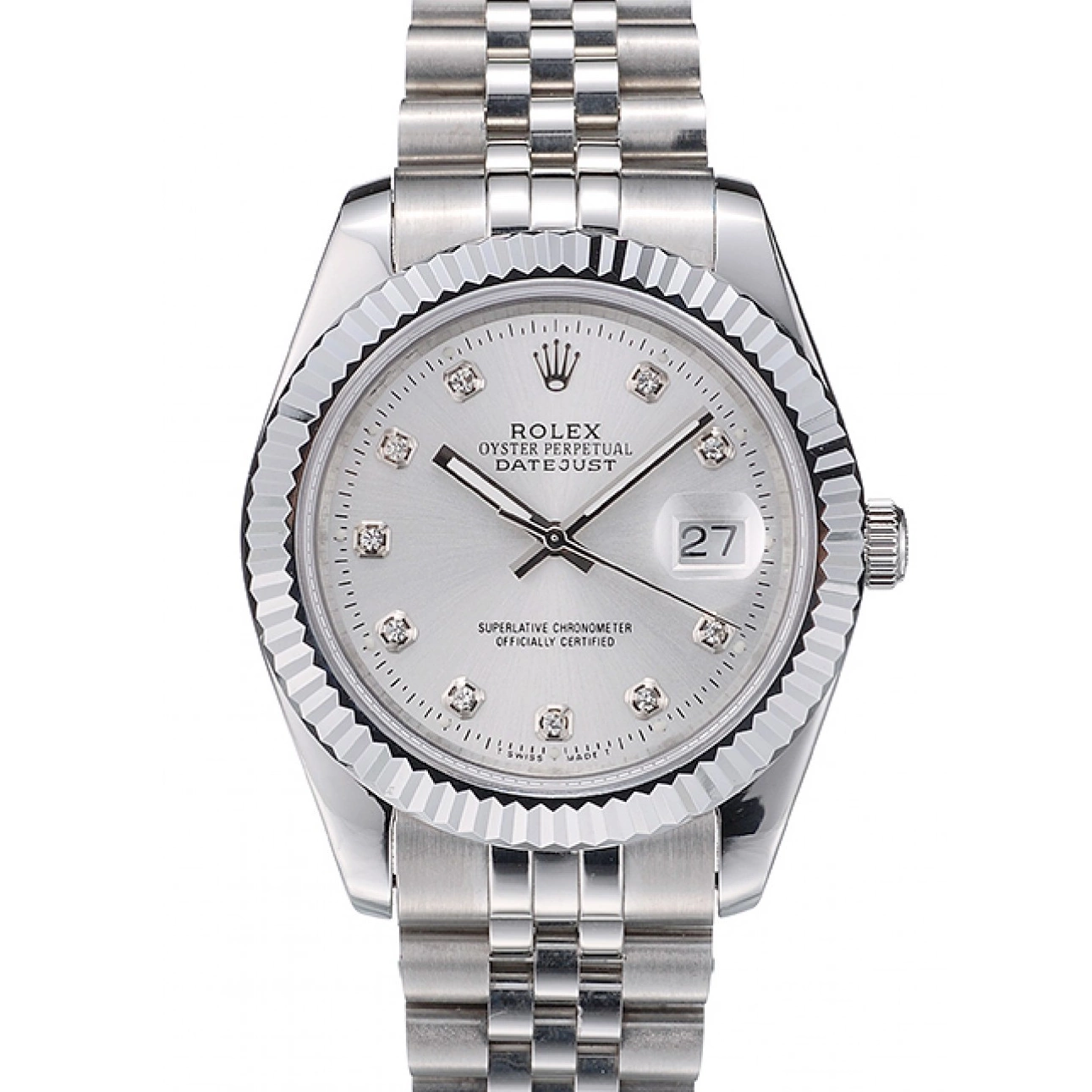 Stainless Swiss Steel Silver Rolex DateJust 41996 Dial Ribbed Bezel 0713